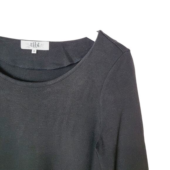 TIBI Dress Black Ponte Knit Square Button Mod Minimalist Shift - Size M - Picture 5 of 10